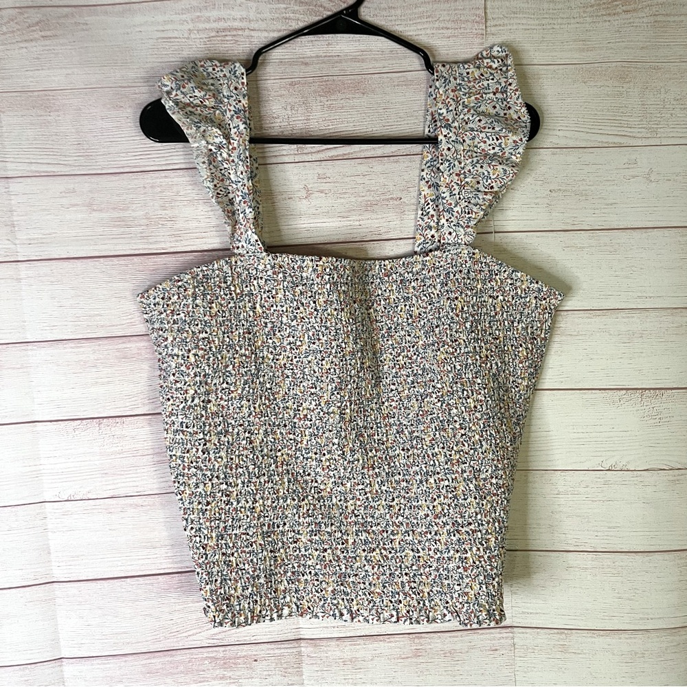 Old Navy Floral Smocked 100% Cotton Tank Top Size XL